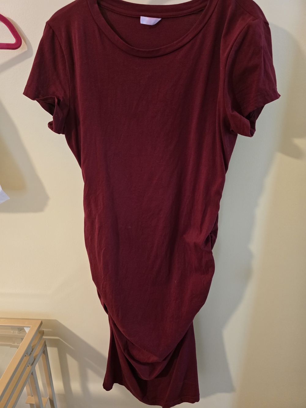Casual Midi T-Shirt Dress in Burgundy